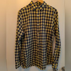 Yellow/Blue Checkered Button-Down Shirt Medium